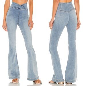 Free People‎ Venice Beach Flare Jeans Blue Stretch Denim Womens Size 24 Bohemian